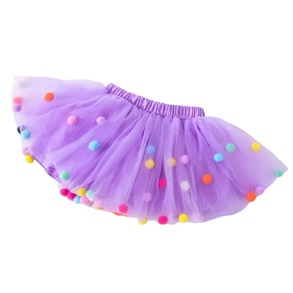 Pom Pom Tulle Skirt - {purple}