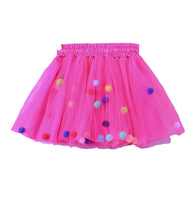 Pom Pom Tulle Skirt - {hot pink}
