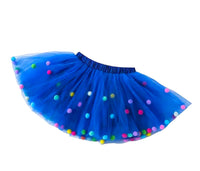 Pom Pom Tulle Skirt - {blue}