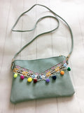 Zip Clutch - {Dusty Green Pom Poms}