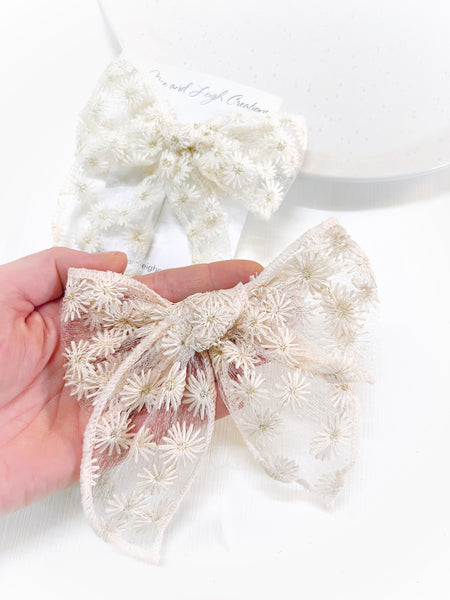 Large Lace Bow Hair Clips