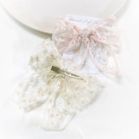 Large Lace Bow Hair Clips